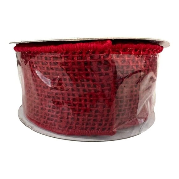 Burton & Burton #16 Red Burlap Wired Ribbon~2" x 10 Yards~Craft Sewing L2 11 - Picture 1 of 4
